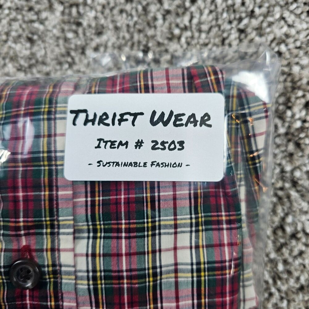 Ralph Lauren Shirt Mens Medium White Tartan Custom Fit Long Sleeve Vintage 90s - Picture 11 of 11